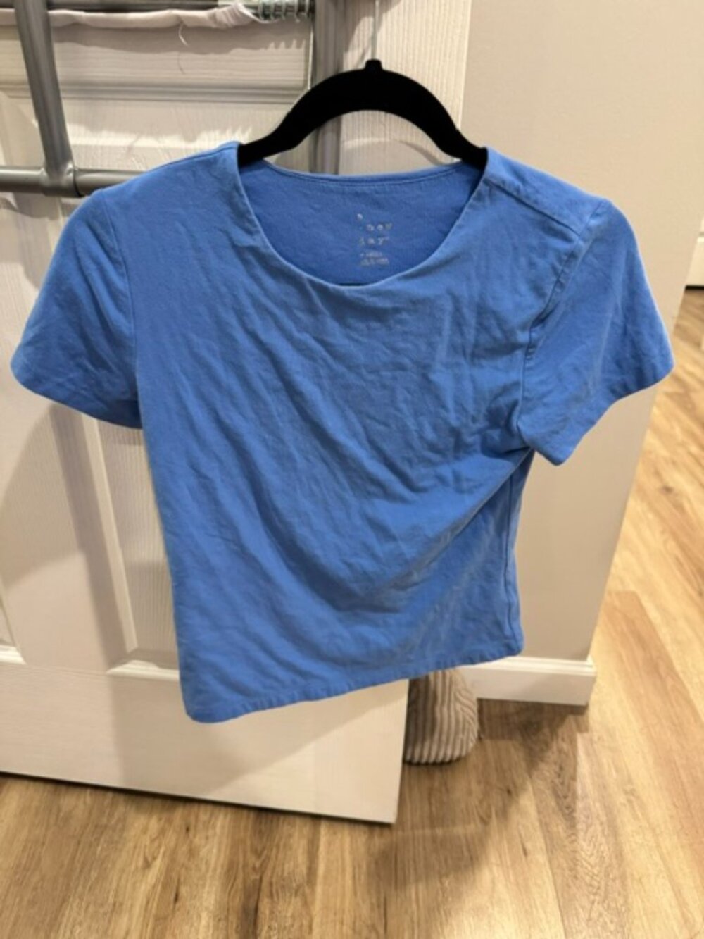 a new day top- blue- super cute and functional- Size X-Small